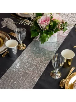 Santex Chemin De Table à Paillettes Argentées