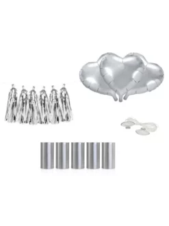 Kit De Décoration De Voiture Argenté -BEAUTIFUL BRIDE SHOP Ventes 062 4653 auto decoratiepakket hartjes zilver 2