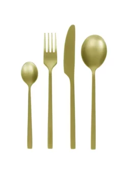 Devant 36 POMAX - OSAWA - Ensemble De Couverts 16 Pièces 18/10 - Acier Inoxydable - Or