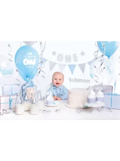 Set De Décorations De Fête - 1er Anniversaire Bleu/argent