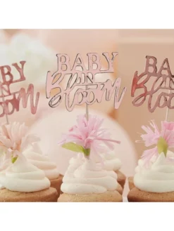 Ginger Ray BL-108 Floral Baby Shower Cupcake Toppers
