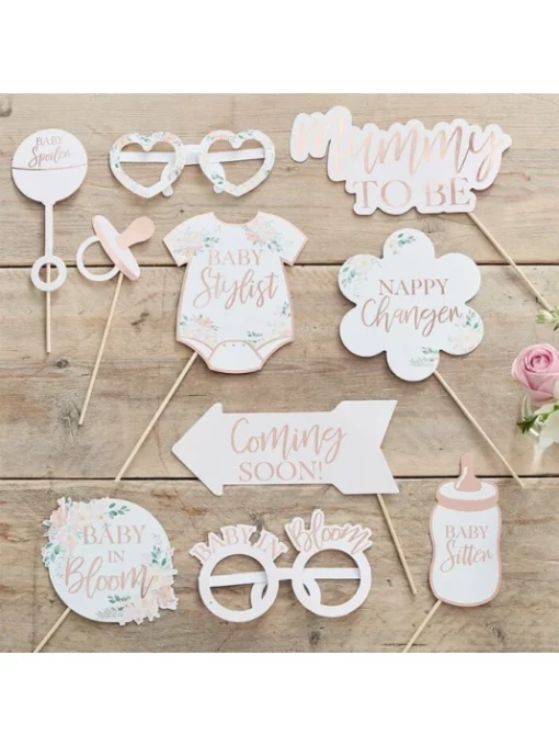 Ginger Ray BL-125 Floral Baby Shower Photo Booth Props 7 Ginger Ray BL-125 Floral Baby Shower Photo Booth Props -BEAUTIFUL BRIDE SHOP Ventes bl 125 baby in bloom photobooth props min