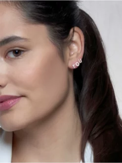 Poirier JE-100 Boucles D'Oreilles Lettres Argent