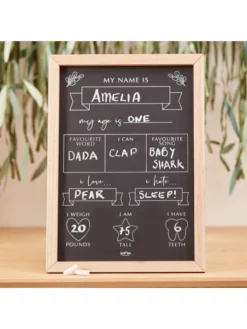 Ginger Ray BAB-105 Botanical Baby Milestone Tableau Noir