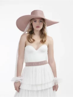 Poirier HT-103-Rose Chapeau -BEAUTIFUL BRIDE SHOP Ventes poirier ht 103 pink hat 3