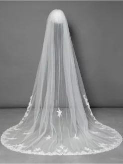 Voile Avec Dentelle Italienne S115-300/1/MED | Poirier